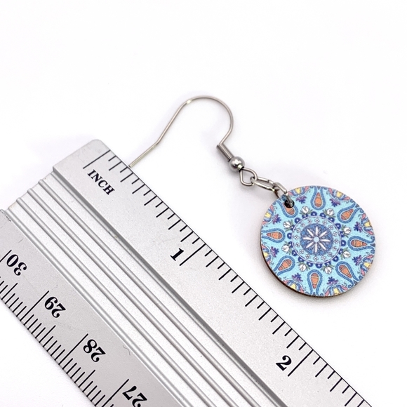 Boho Wooden Mandela Earrings - Picture 5 of 5